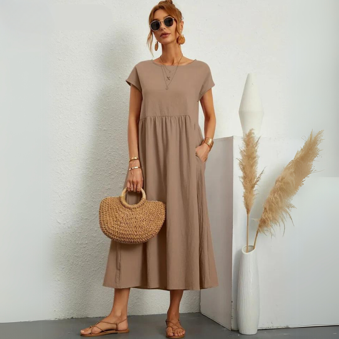 Isla - Robe Midi Décontractée en Coton