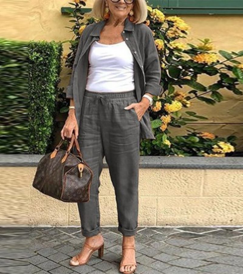 Martina - Ensemble Chemise et Pantalons en Lin et Coton