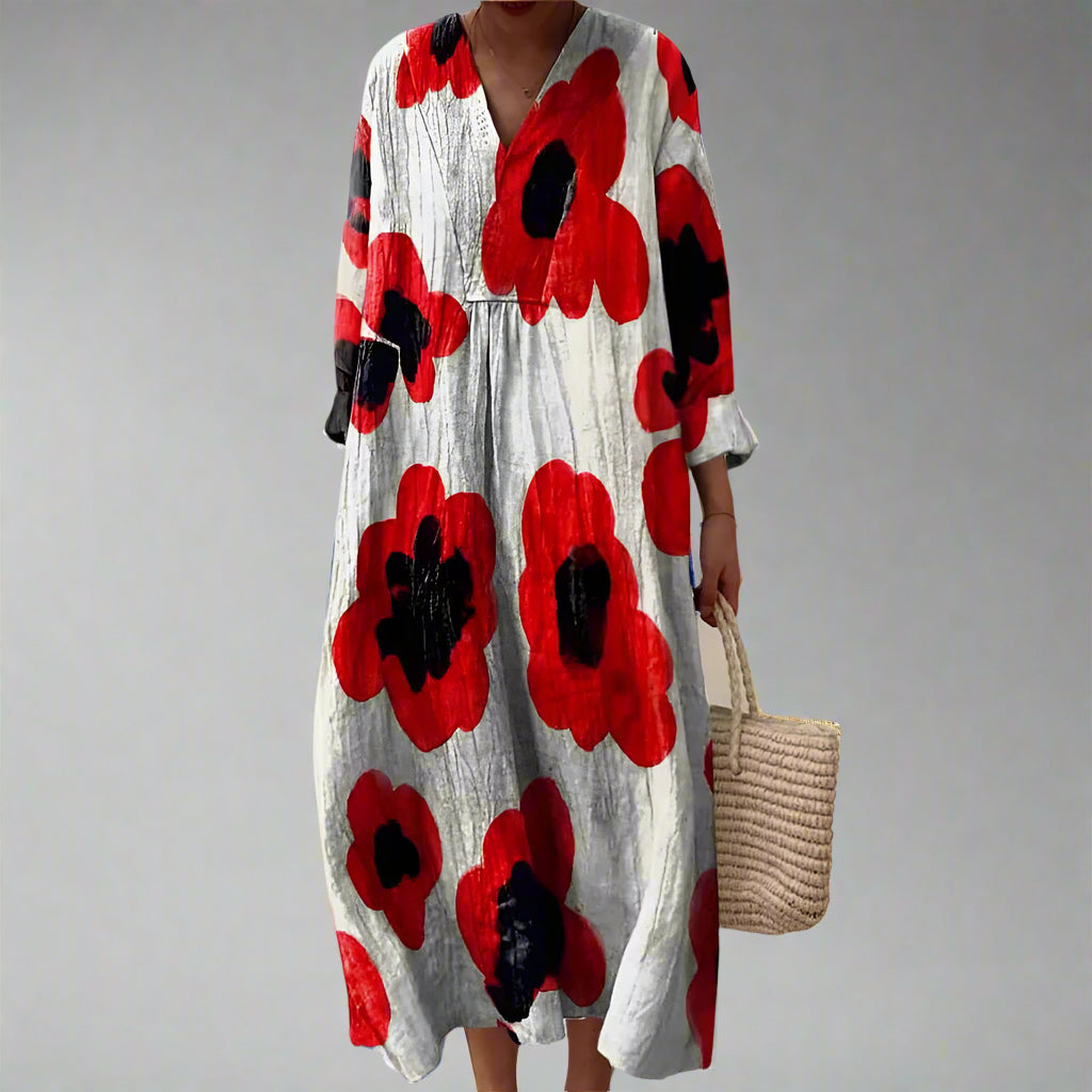 Barbara™ | Imprimé de coquelicots Kühner Robe maxi en coton