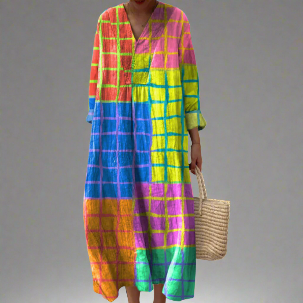 Leona™ | Robe maxi à motif écossais vif