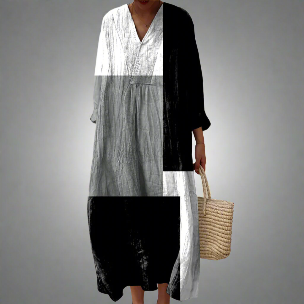 Colette™ | Robe maxi patchwork abstrait