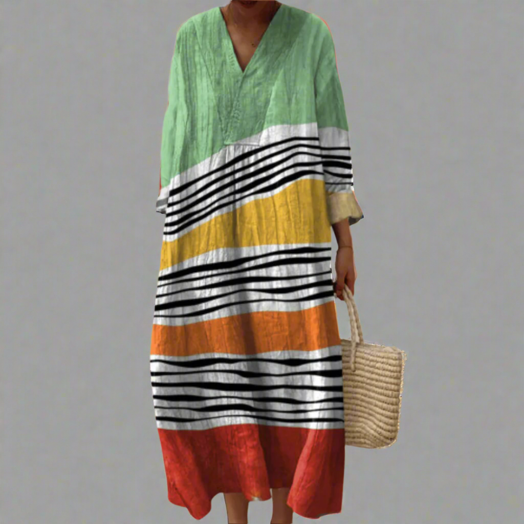 Marina™ | Robe maxi décontractée à rayures côtières