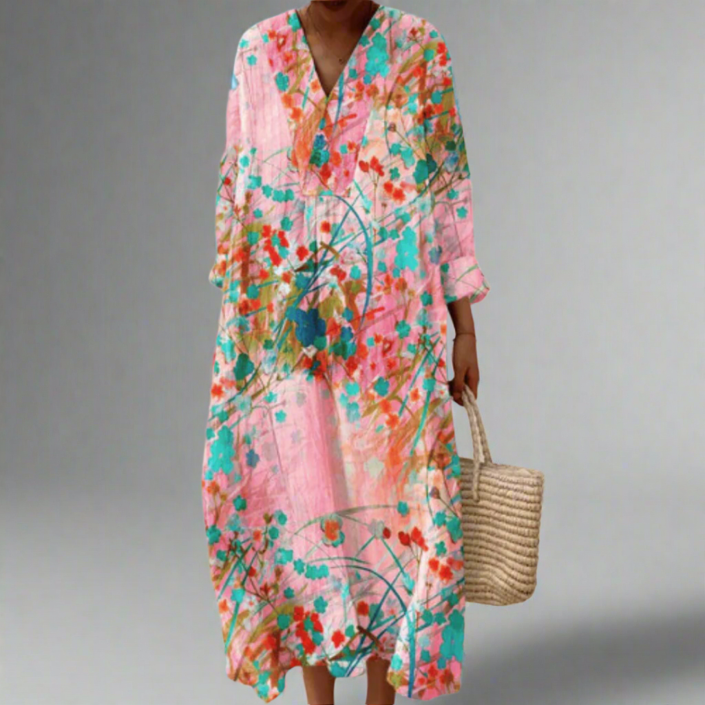 Lana™ | Robe fluide florale en blush doux
