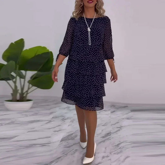 Ella - Robe Midi à Pois Élégante