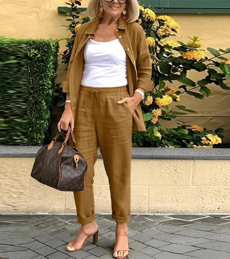 Martina - Ensemble Chemise et Pantalons en Lin et Coton
