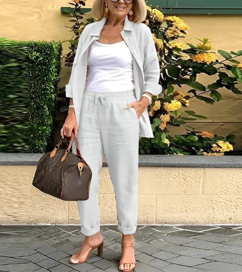 Martina - Ensemble Chemise et Pantalons en Lin et Coton