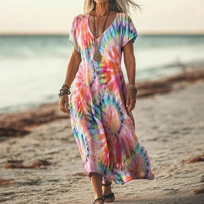 Isola - Robe Longue à Imprimés Naturels et Coupe Aérienne